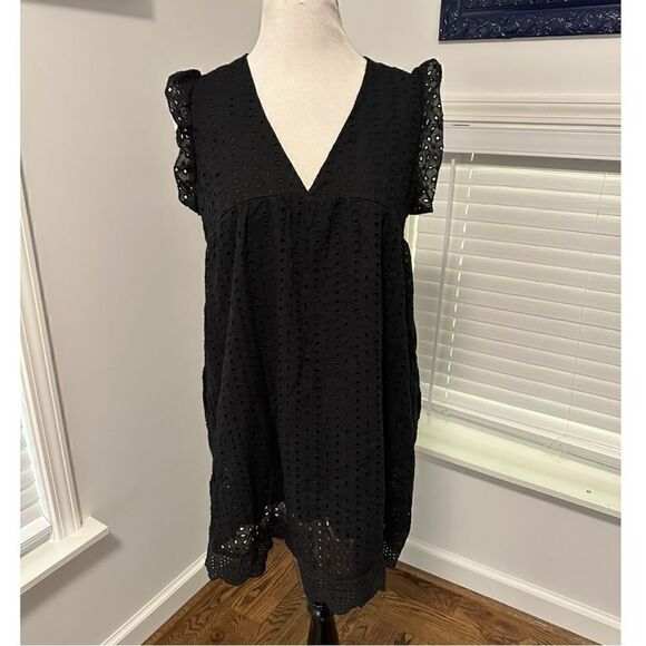 Black Eyelet Sundress With Hidden Skort Sz L - Picture 6 of 10